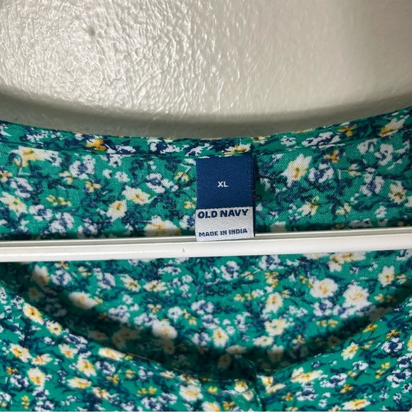 Old Navy green floral tiered maxi prairie dress womens XL - Picture 9 of 10